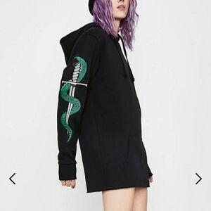 Current Mood Badazz Bloodline Graphic Embroidered Snake Dagger Hoodie Sz XS